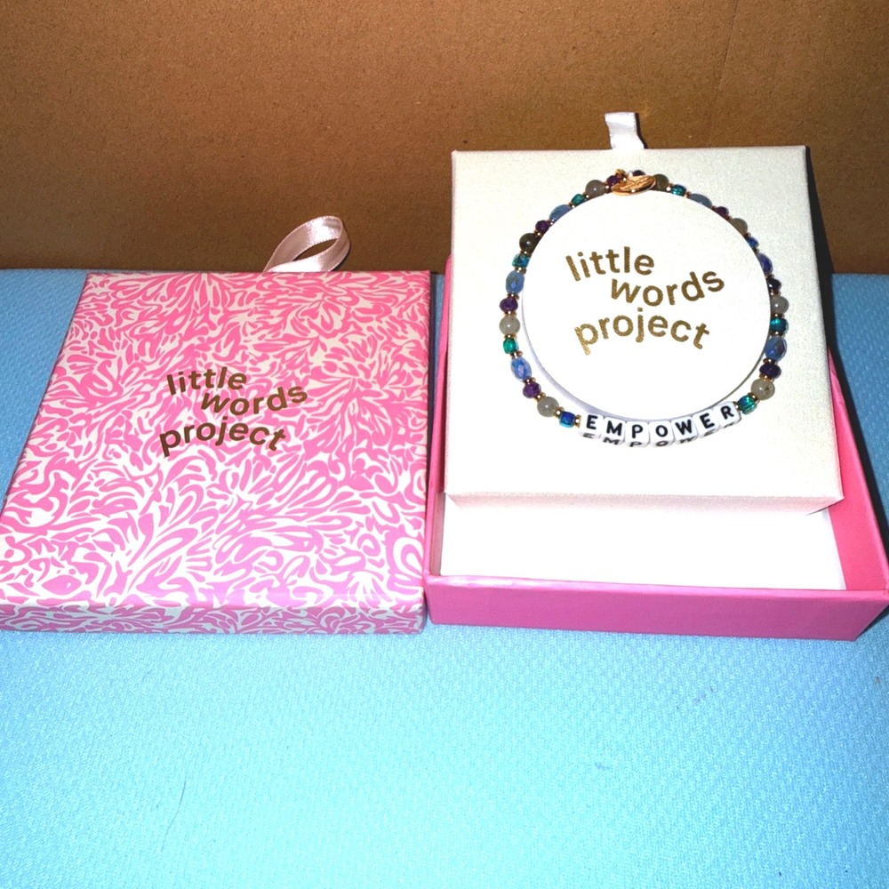 Little Words Project "EMPOWER" Bracelet Beaded Crystal Gold-tone